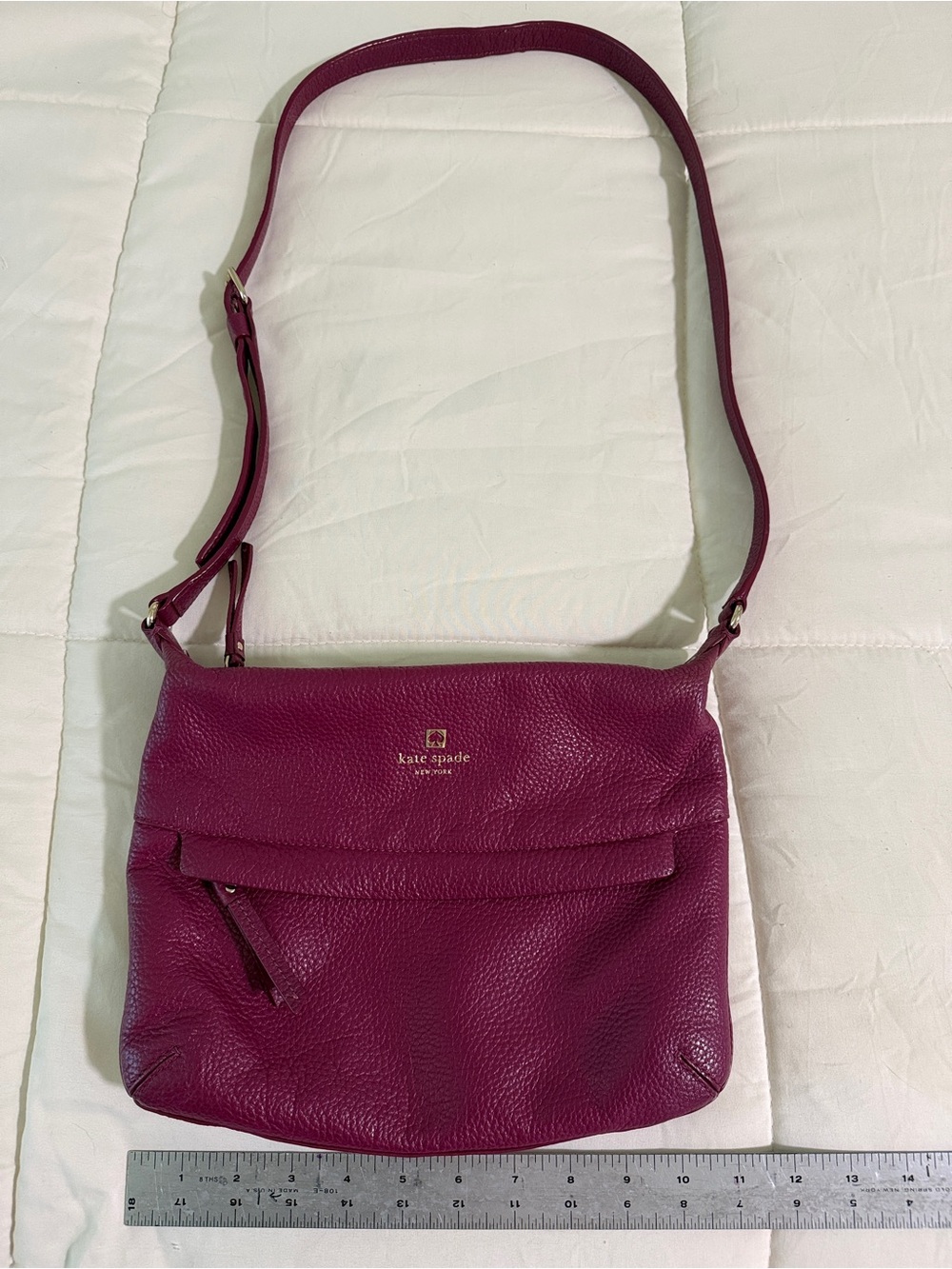 kate spade Pebbled Leather Crossbody Bag in Magenta